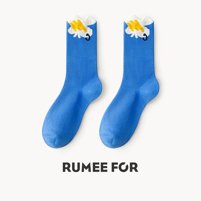 

Lumi Mid-Calf Cartoon Cotton Socks - Odor-Resistant, Sweat-Absorbent, Unisex Trendy Academy Style One Size