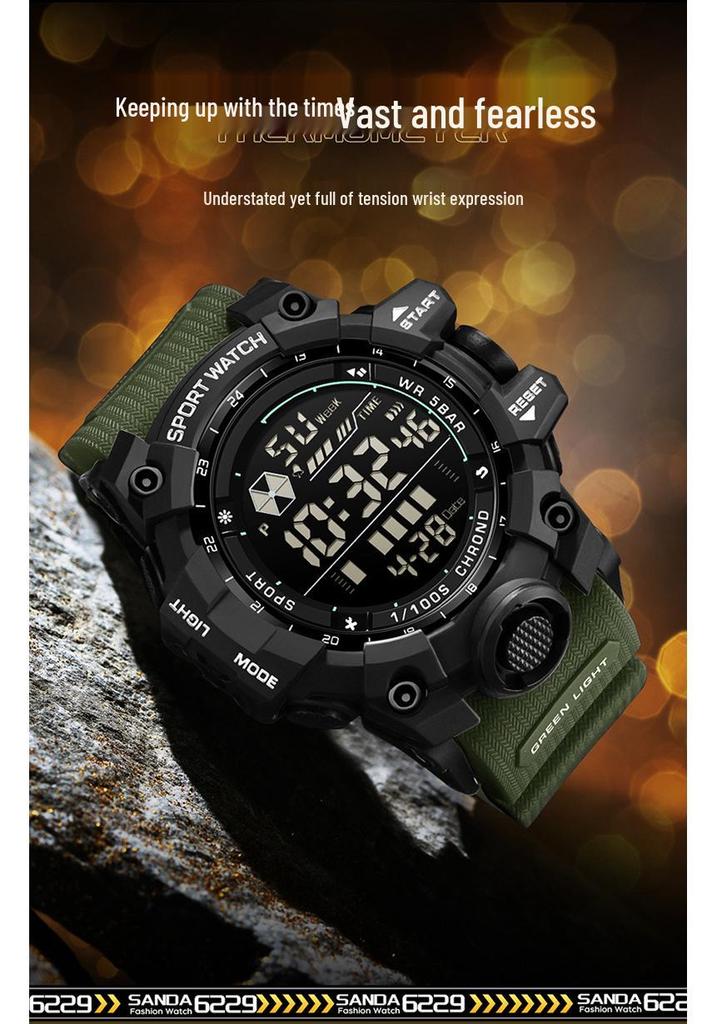 Orologio Sportivo Impermeabile Sanda per Adolescenti da Esterno - Alla Moda con Schermo Grande, Orologio Elettronico Multifunzione