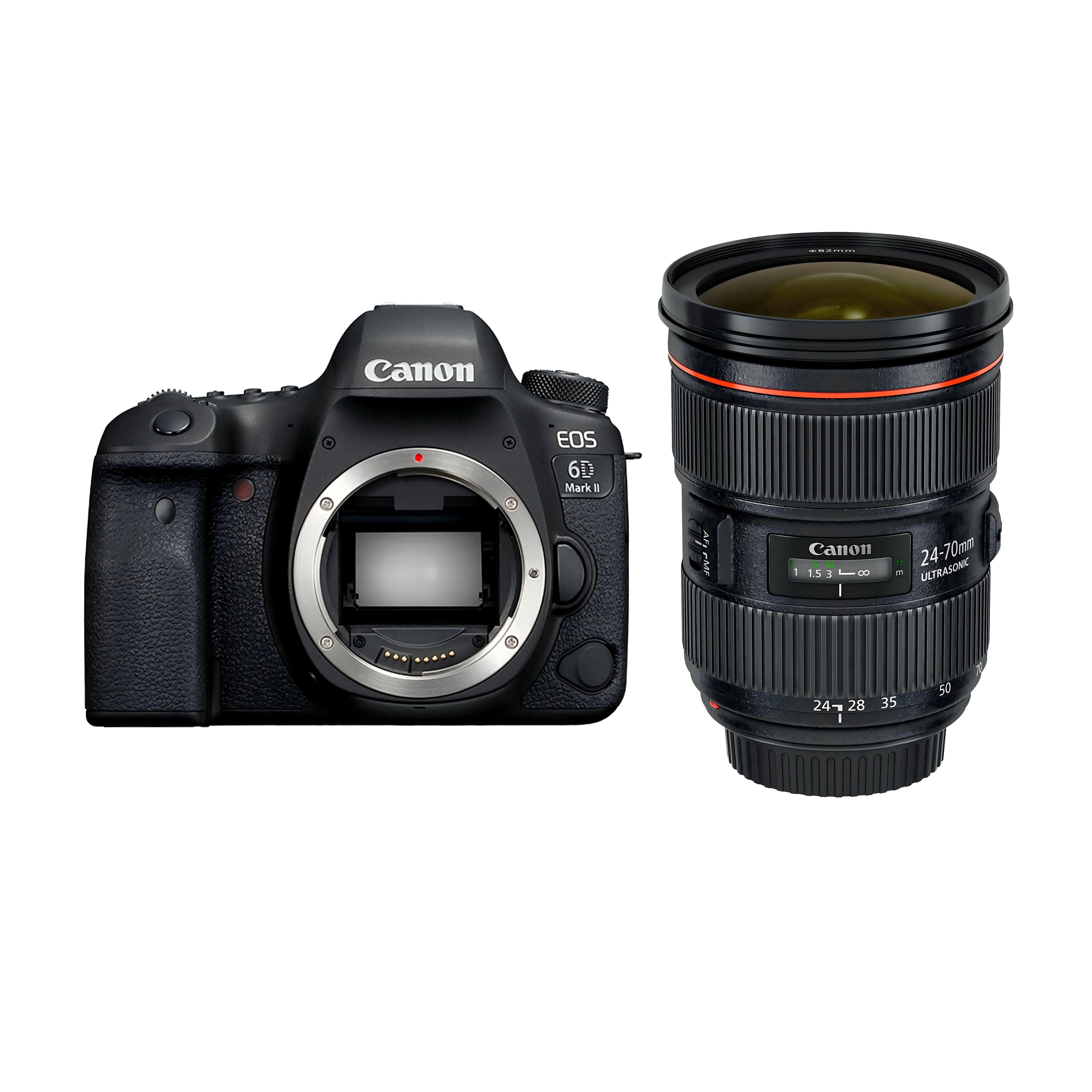 

Canon EOS 6D Mark II Full Frame DSLR Camera + EF 24-70mm f/2.8L II USM Zoom Lens чорний