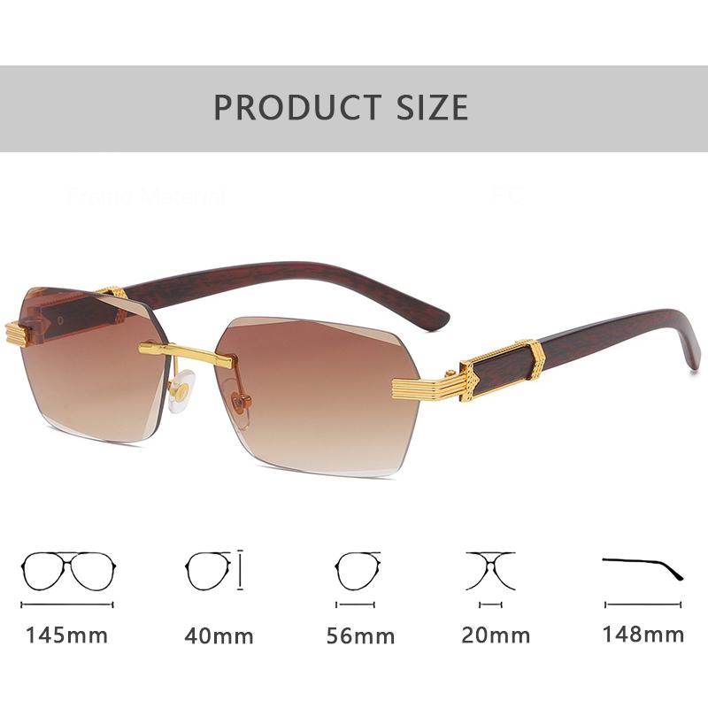 Fashion Brand Luxury Designer Rimless Sunglasses Men Women Vintage Trendy Outdoor Shades Glasses Party Casual Sunglasses