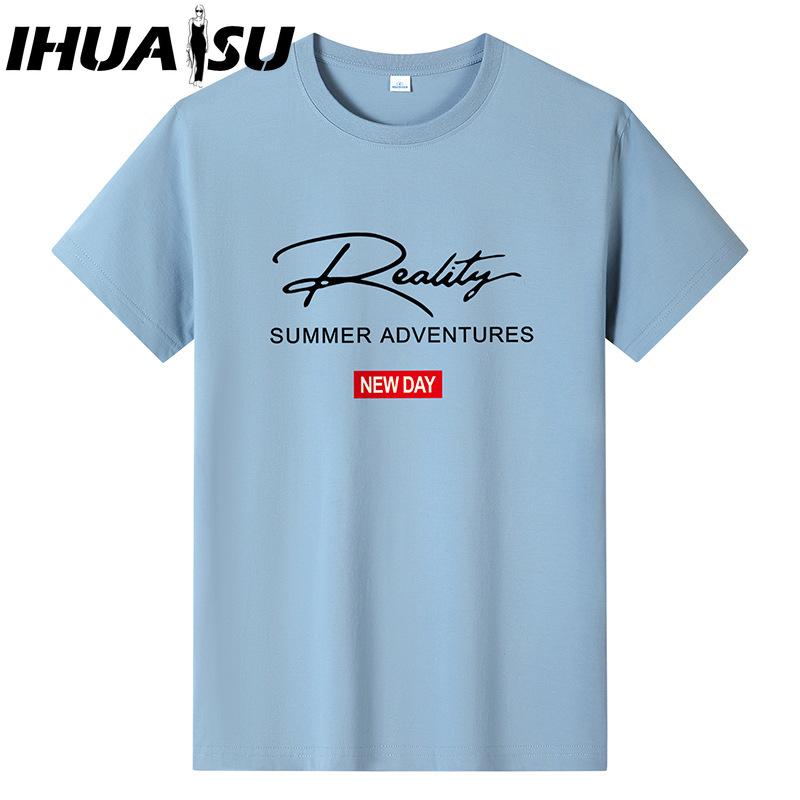 IHUASU Cotton Short Sleeve T-shirt Men's Fashion Loose Half Sleeve Shirt Printed Compassionate Shirt