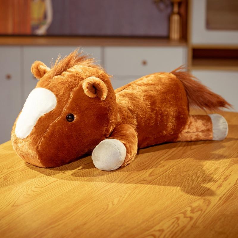 Brown Horse White Horse Pillow Plush Toy Pony Doll Children'S Soothing Doll Birthday Gift