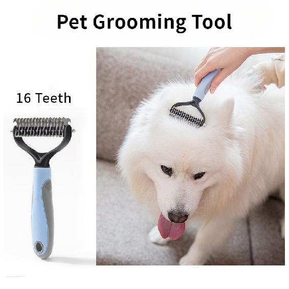 

Грабли для подшерстка для собак Двусторонняя линька и удаление матов Расчески для ухода за собаками и кошками Очень широкие расчески для ухода за собаками