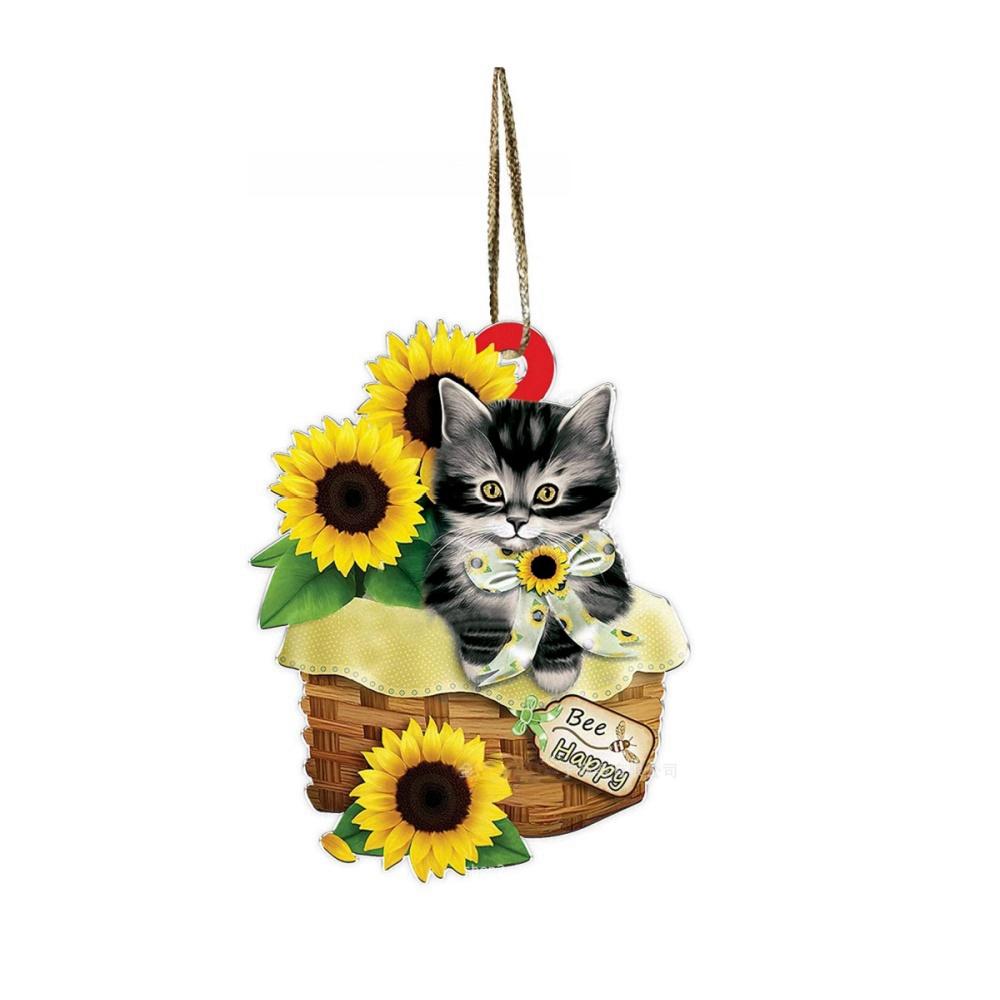 2025 Weihnachts-Kugel-Katzen-Ornament 2D Acryl Lustige Katzen-Ornamente Weihnachtsbaum Katze Hängende Dekorationen Haus Party Weihnachten Deko