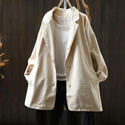 Damenmantel Baumwolle Herbst Winter Verdickt Lässig Oversize Oberbekleidung Locker Geschnitten Jacke