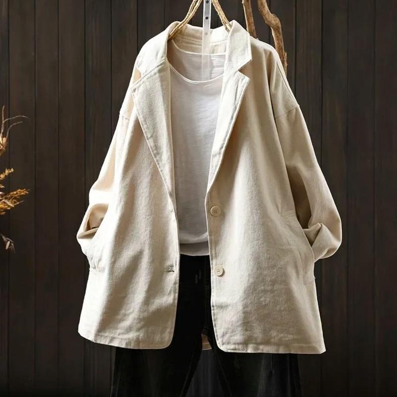 

Пальто для женщин Хлопок Осень Зима Утепленное Повседневное Оверсайз Верхняя одежда Свободного кроя Куртка L