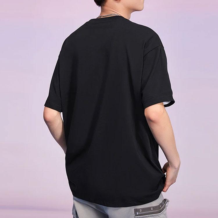 Li Ning Sports Fashion Series X Line Friends Cartoon Pattern Print Loose Short Sleeve T-Shirt Unisex Tops Black AHSR904-3