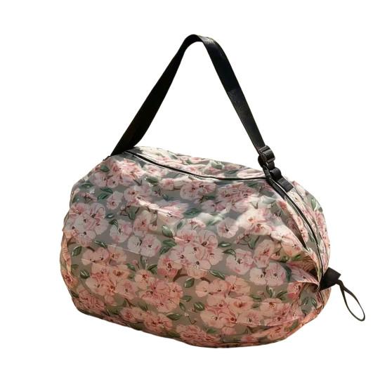 Складная многоразовая продуктовая сумка с цветочным принтом складывающаяся гармошкой нейлоновая сверхпрочная хозяйственная сумка для покупок помещается в карман для путешествий пикника кемпинга C 738₽
