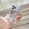 New Mirror Like Flower Bed Flowers Phone Case For iPhone 16 Pro 15 14 Pro Max 15 Promax Cover Stand Shockproof Cases Girl