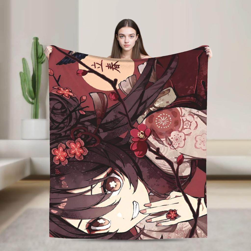 Anime game Genshin Impact Blankets Camping Flannel Bedding Throws For Bedroom Warm Soft Design Quality Bedspread Gift Idea