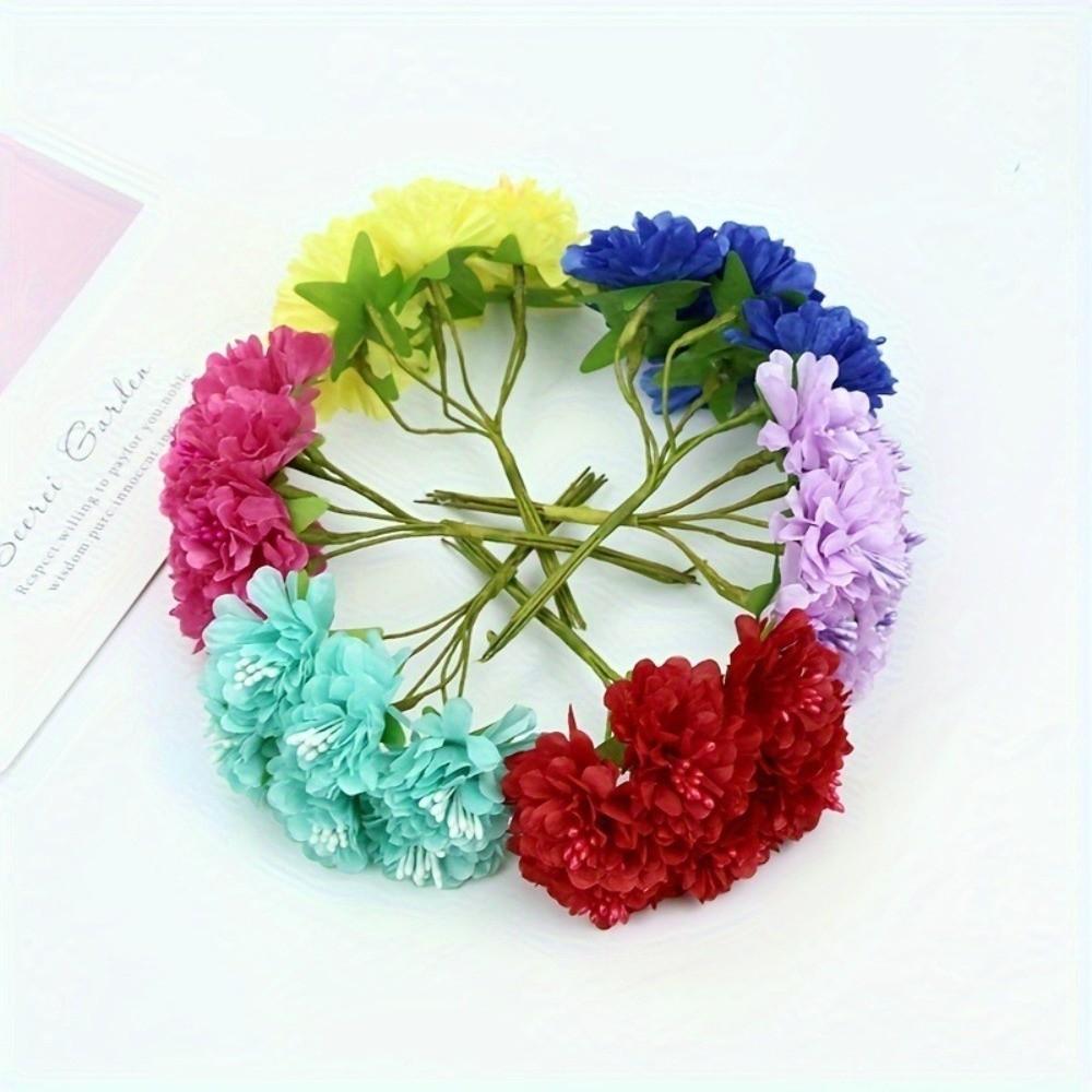 6 Heads Artificial Carnation Bouquet Small Bundle Silk Simulation Flowers Realistic DIY Floral Materials Flower Bouquet
