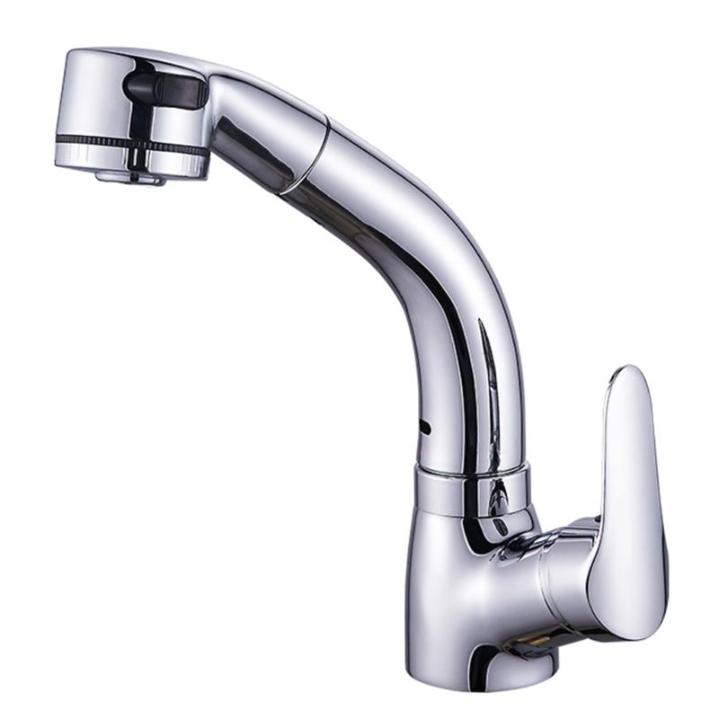 Bathroom Pull Out Faucet Lift Up And Down Basin Faucet Rotatable Mixer Tap Stretchable Lavatory Sink Mixer Faucet