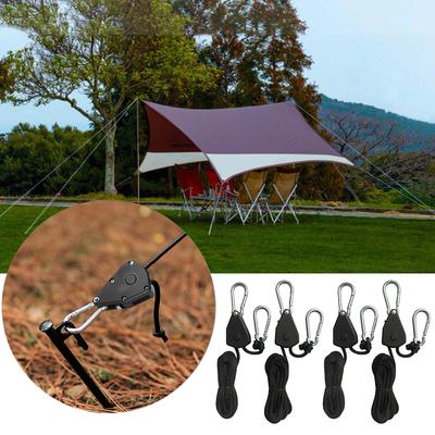 1/2/4/6/8/10/12/14/16pcs Ratchet Locking Hanger 1.6M Lifting Pulley Hook Canoe Boat Bow Stern Rope Sky Curtain Tent for Camping