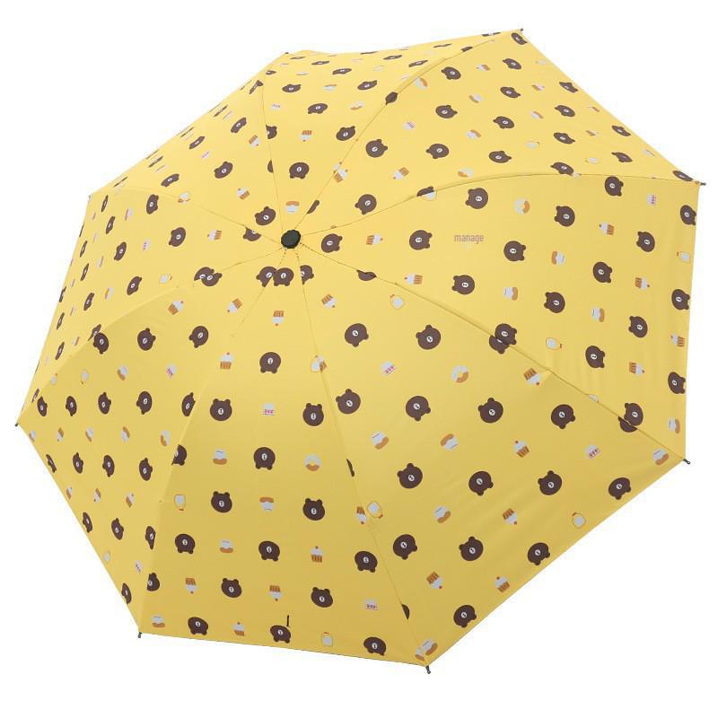 Parasol odwracalny z 6 żebrami z kreskówkowym misiem na słońce i deszcz