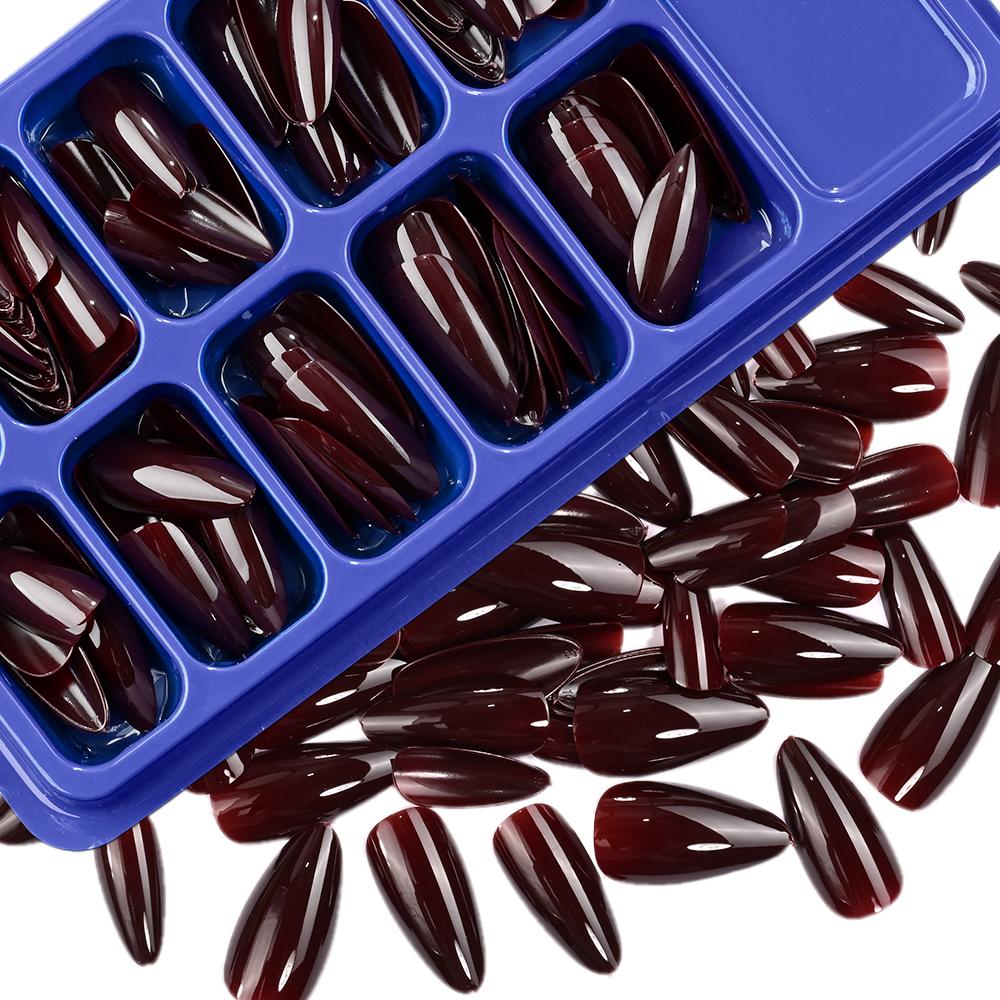 120Pcs Short Square Wine Red Press on Nails Classic Vintage Red False Nails Full Cover Acrylic Fake Nails DIY Wearable Nail Tips