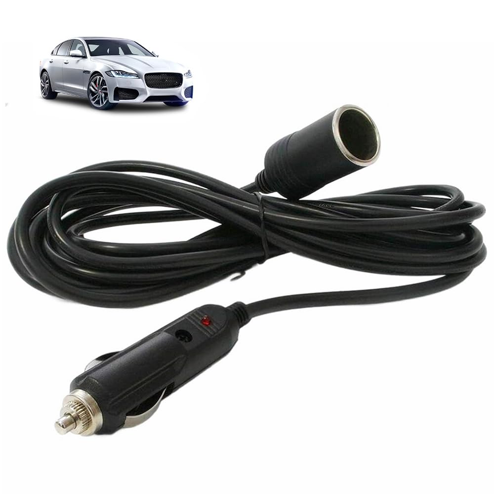 

3M Car Cigarette Lighter Extension DC Fast with LED Black Cable, Power, 12V/24V, Charging, Indicator, (3M)