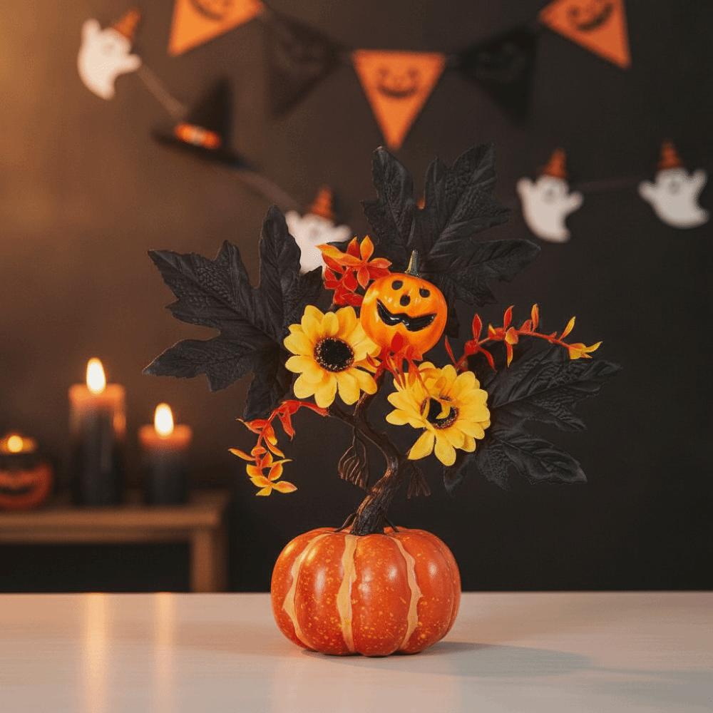Simulated Flowers Realistic Fall Pumpkin Decor Handmade DIY Halloween Table Decor Table Centerpiece Fake Plant