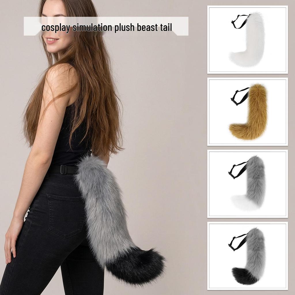 Handmade Fluffy Fox Tail Cosplay Accessory for Halloween Party