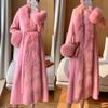 Autumn and winter new high-end imitation fox fur collar fur coat woolen coat thin large size long cotton clothes