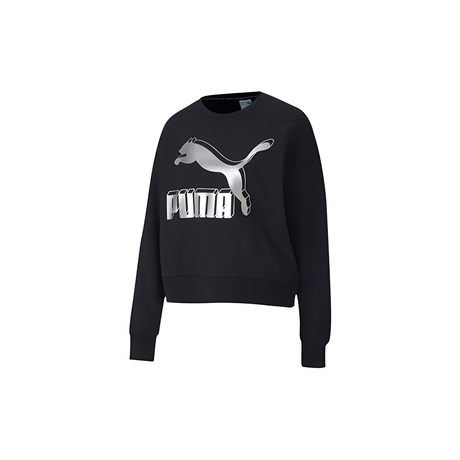 (WMNS) PUMA Casual Printing Round Neck Black Women s 597405-71 S