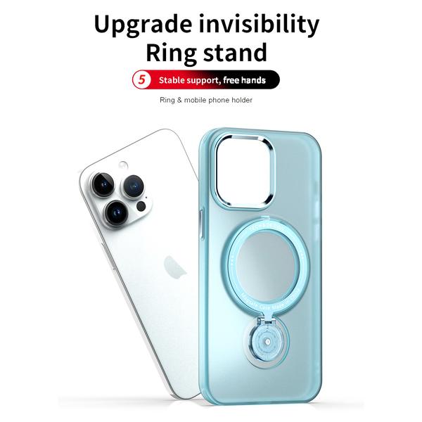For iPhone 15 14 13 12 11 Pro Plus Max Case 360 Ring Stand Magnetic Magsafe Cover Matte Soft Clear Shell Antifall NonSlip Fundas