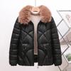 Women's Short Down-Padded Jacket for Winter - Thickened, Warm with Fur Collar