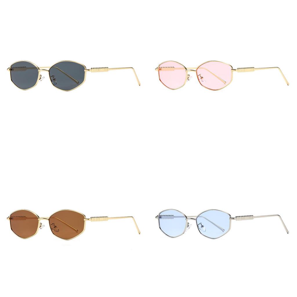 Metal Womens Retro Geometric Sunglasses With Uv400 Protection For Outdoor Fashion Accessories