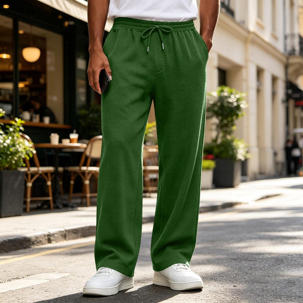 Men's Drawstring Elastic Waist Sweatpants - Color Loose Fit Joggers for Sizes