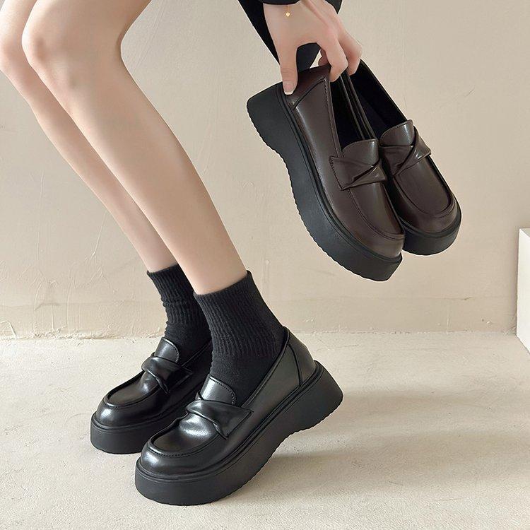 British Style Platform Small Leather Shoes Women's Spring and Autumn 2025 New One-pedal Jk Single Shoes Muffin Bottom Loafers