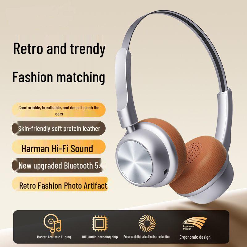 2026 Retro Metal Headband Bluetooth Headphones - Long Battery Life