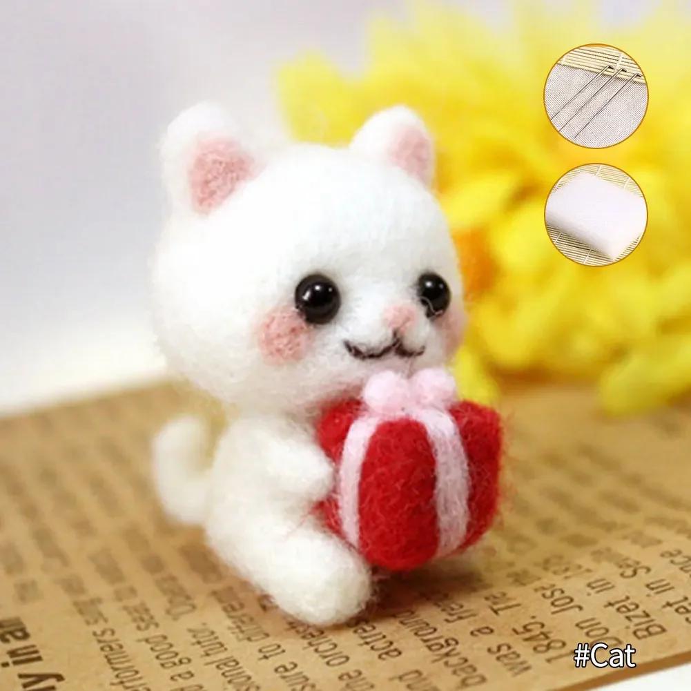 Cute Wool Felting Package Material Animal Handmade Toy Non-Finished DIY Arts Crafts Needlework Yarn Needle Felting Starter Kit