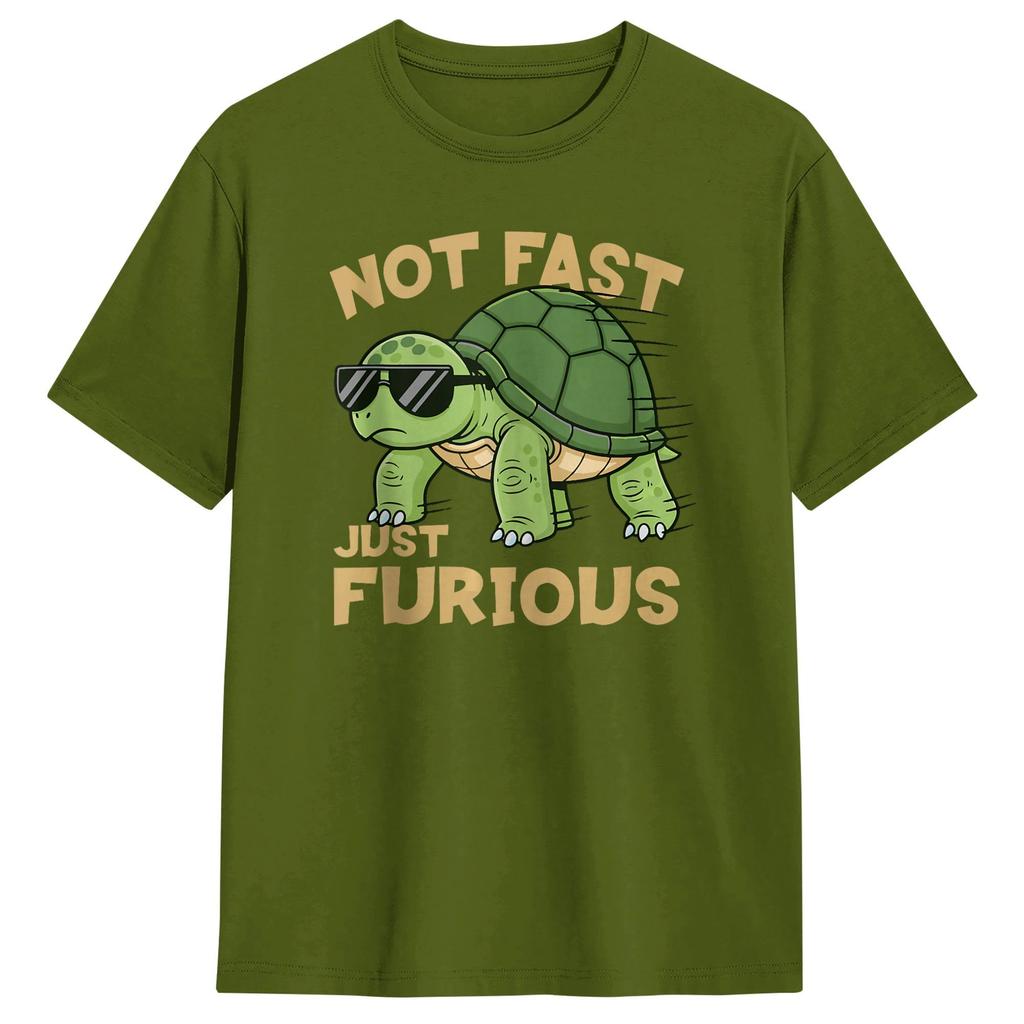 Vintage T Shirt Summer Not Fast Just Furious Turtle Funny Attitude Meme Trending TShirts Cotton Tee Shirt Unisexs Classic Clothes