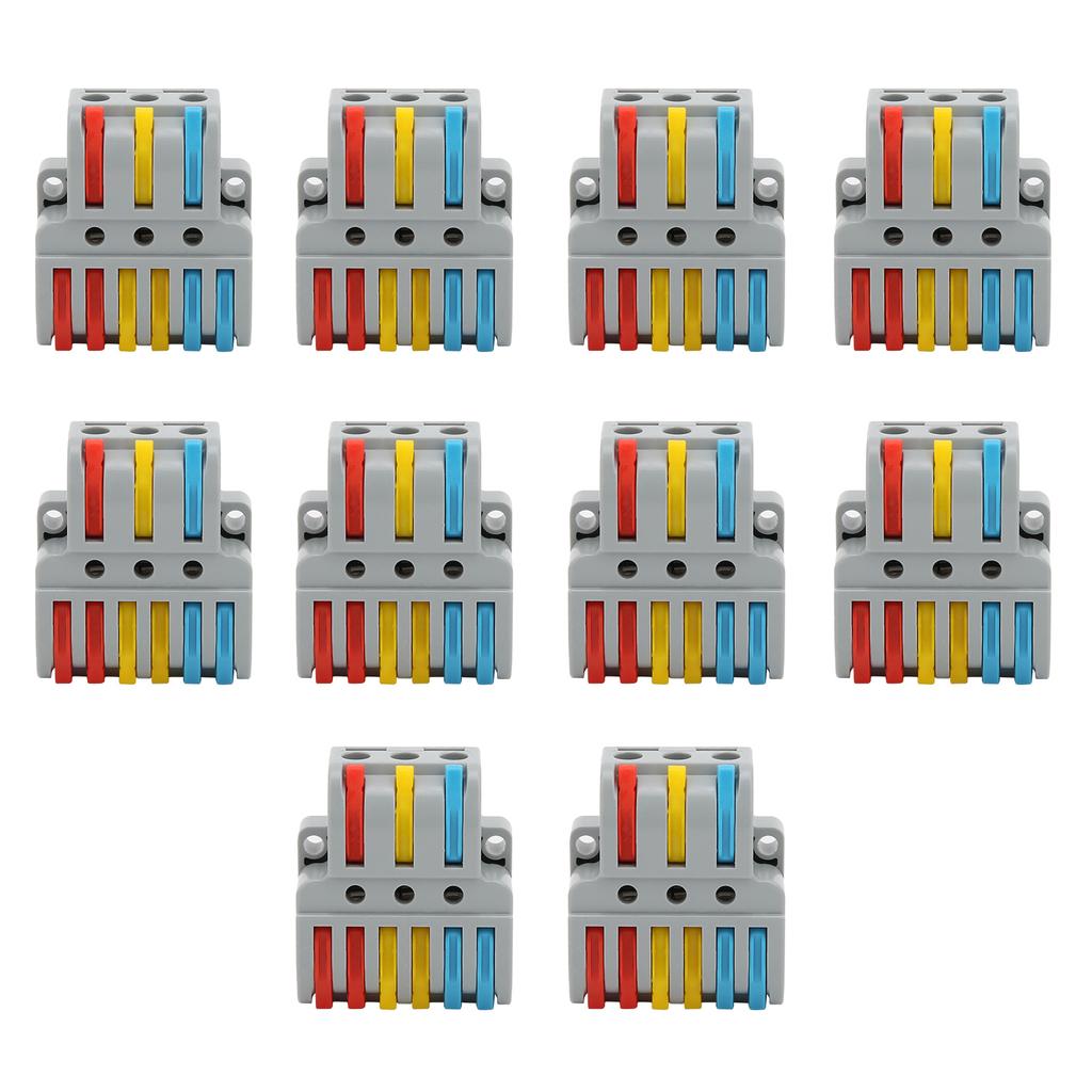10Pcs Wire Block Clamp Terminal 3?in?6?out Color Quick Wiring Electrical Connectors LT?633