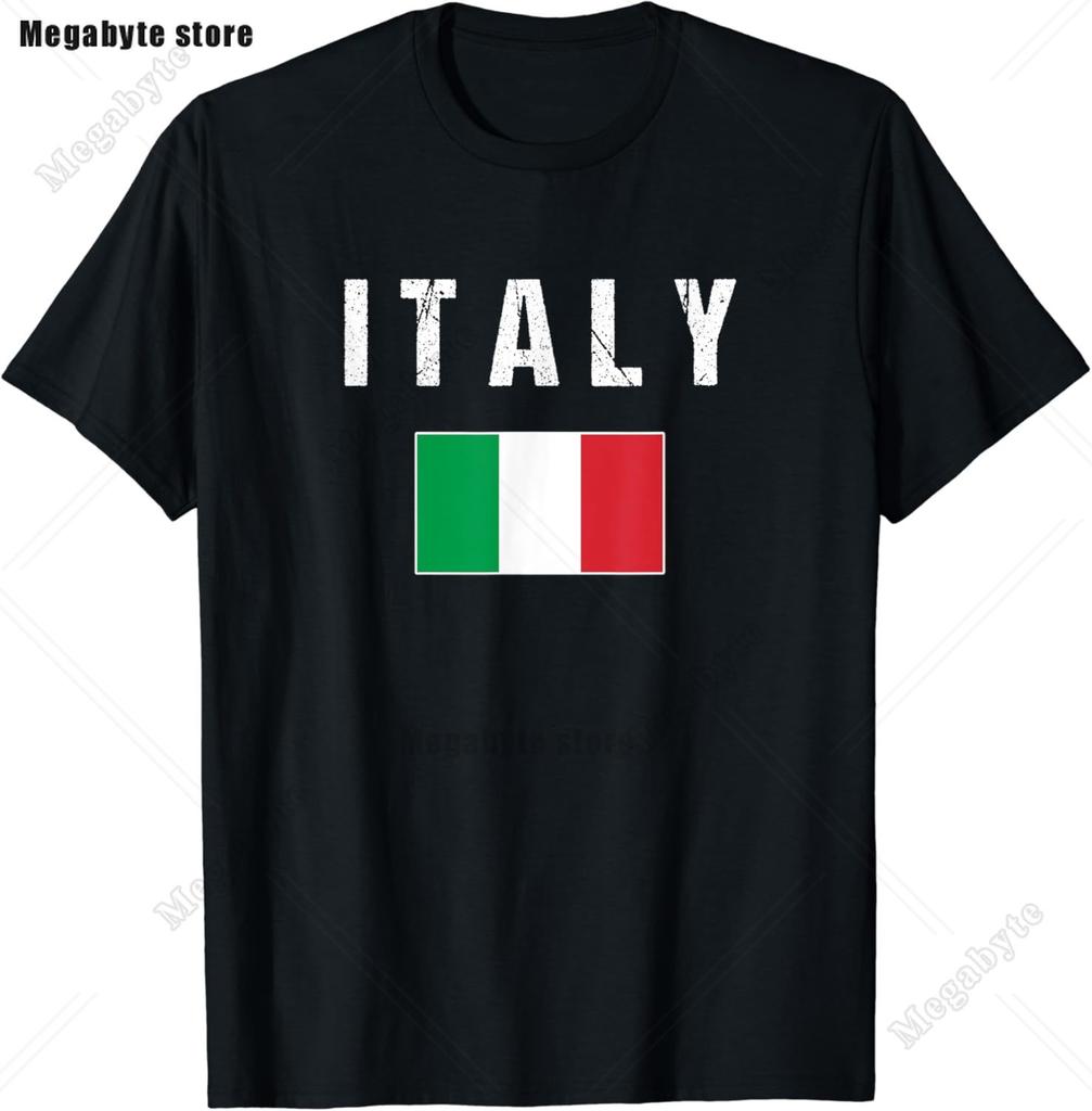Italia TShirt Italy Flag Coat of Arms Tee Shirt Repubblica Italiana Italian Heritage Vintage T Shirt Guys Streetwear Crew Neck