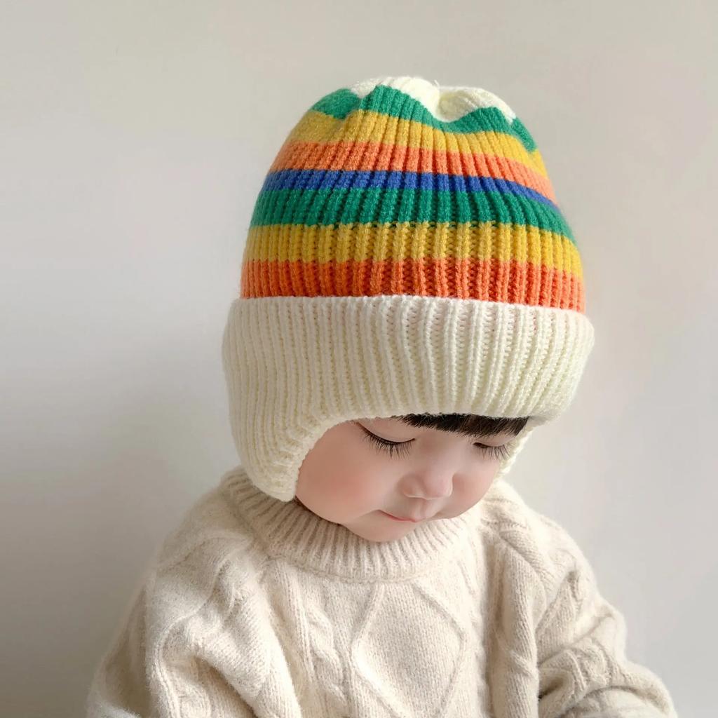 Babywollmütze niedliche Bärenohrenschutzmütze Kinder Winter verdickte warme gestrickte koreanische Version der Babymütze