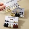 6pairs Chunky Water-drop Drop Earrings Glossy Luxury Chunky Waterdrop Earrings Matte Finish Bead Stud Earring
