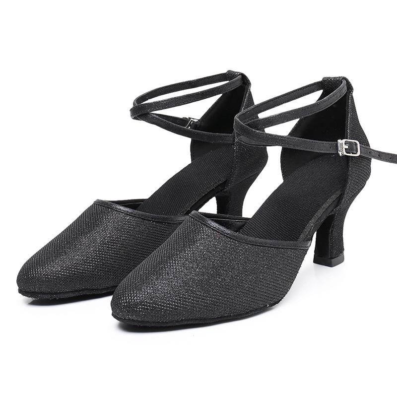 Moderne Latein-Tanzschuhe für Damen, Weiche Sohle, Mittelhoher Absatz, Zehenkappe, für Erwachsene und Große Kinder