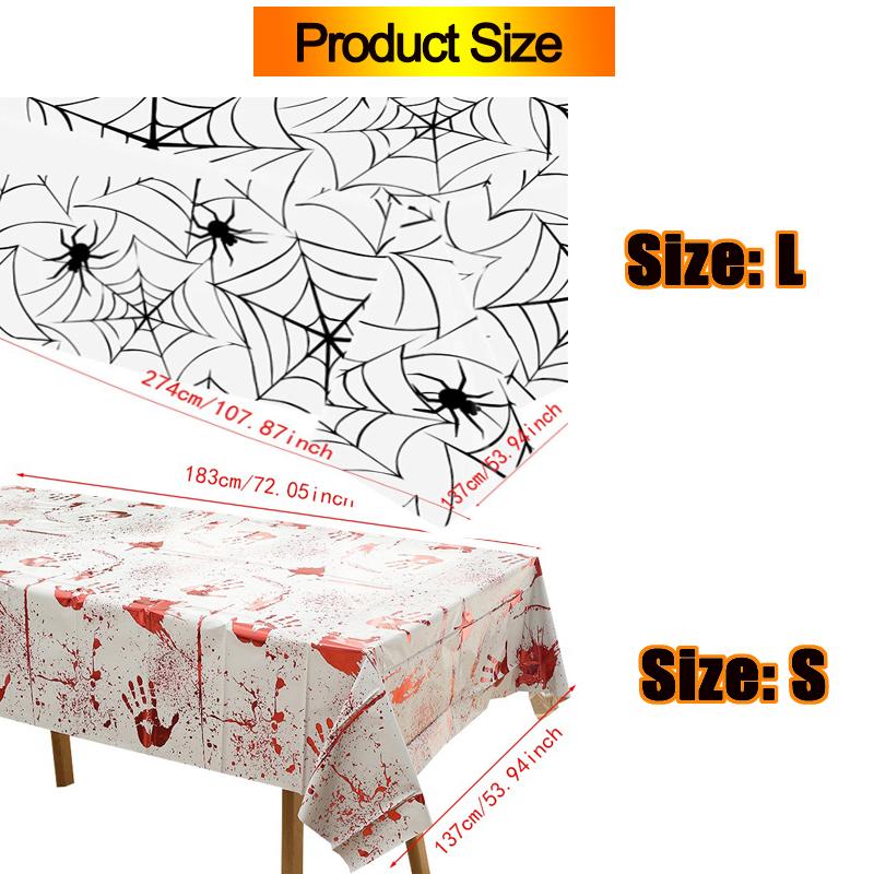Halloween Bloody Tablecloths Spider Net Cover Bloody Table Cover Bloody Handprints Tablecloths Rectangle Scary Cover