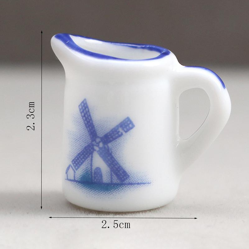 1 Set Doll House Decoration Mini Ceramic Tea Kit Simulation Kettle Plate Model Toy 1/12 Dollhouse Miniature Accessories