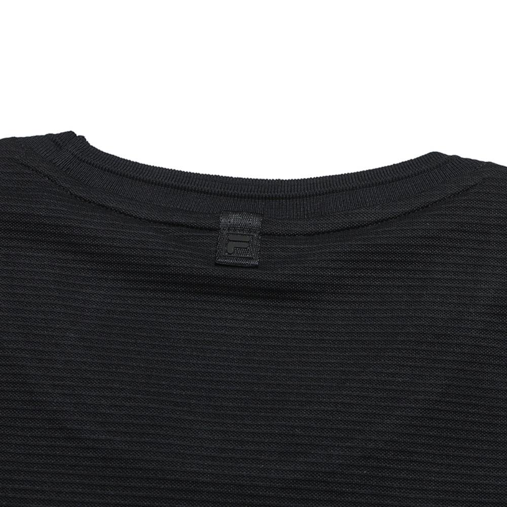 FILA Blue Simple Solid Color Comfortable Versatile Classic Casual Round Neck Short Sleeve T-Shirt Men Tops Black F11M622118FBK