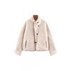Womens Stand Collar Long Sleeve Jacket Dual-sided Wear Solid Color Casual Outerwear