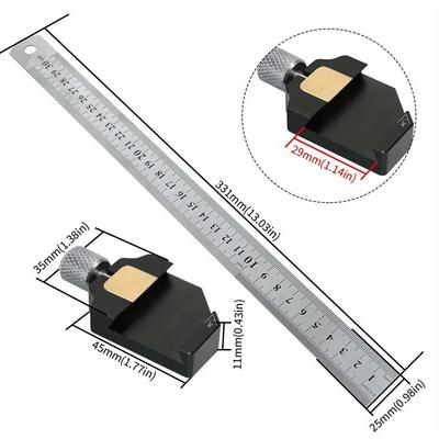 Adjustable Steel Ruler Positioning Block Fixed Position Measuring Tool Combination Square 45-90Degree Marking Gauge Line Scriber