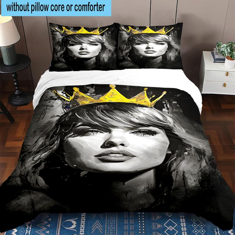 Taylor music Lover Artwork 3pcs Bedding,Including 1pc Duvet Cover And 2pcs Pillowcases Perfect for Christmas,Ideal for Bedroom, Dormitory