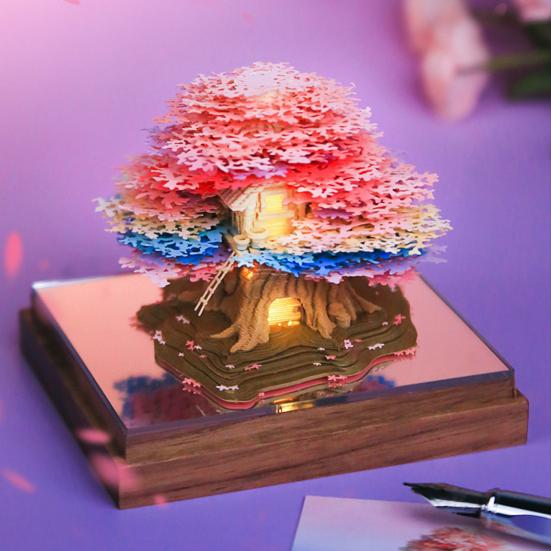 2026 Calendar Ornament 3D Desktop Tear-Off Notepad with Mood-Enhancing LED Light Luminous Calendar Ornament