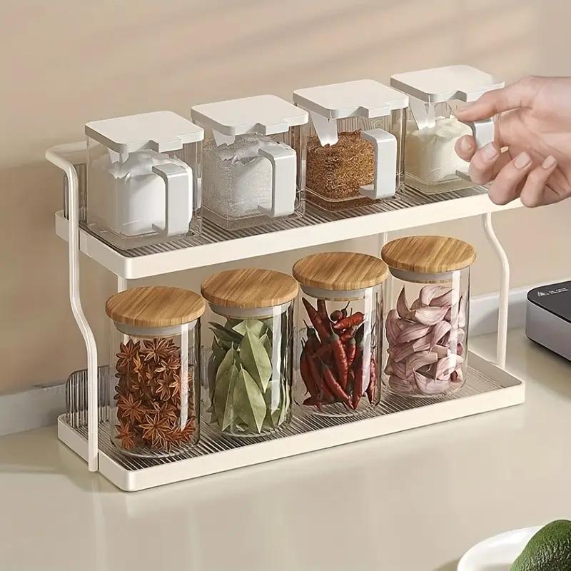 Acrylic Kitchen Spice Rack 2-Layer Countertop Organizer Versatile Storage Rack for Condiments and Herbs Home Kitchen Essentials