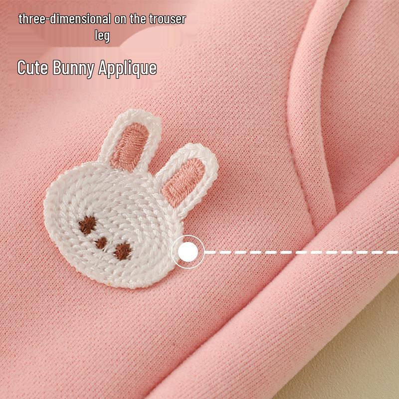 2025 Winter Fleecegefütterte Sweatpants mit Bündchen für Babymädchen, 0-3 Jahre, Lässige Baumwollhose mit offenem Schritt