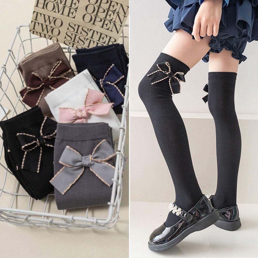 Cotton Bowknot Long Tube Sock Breathable Kids Knee High Socks Knee High Girls Socks  Children