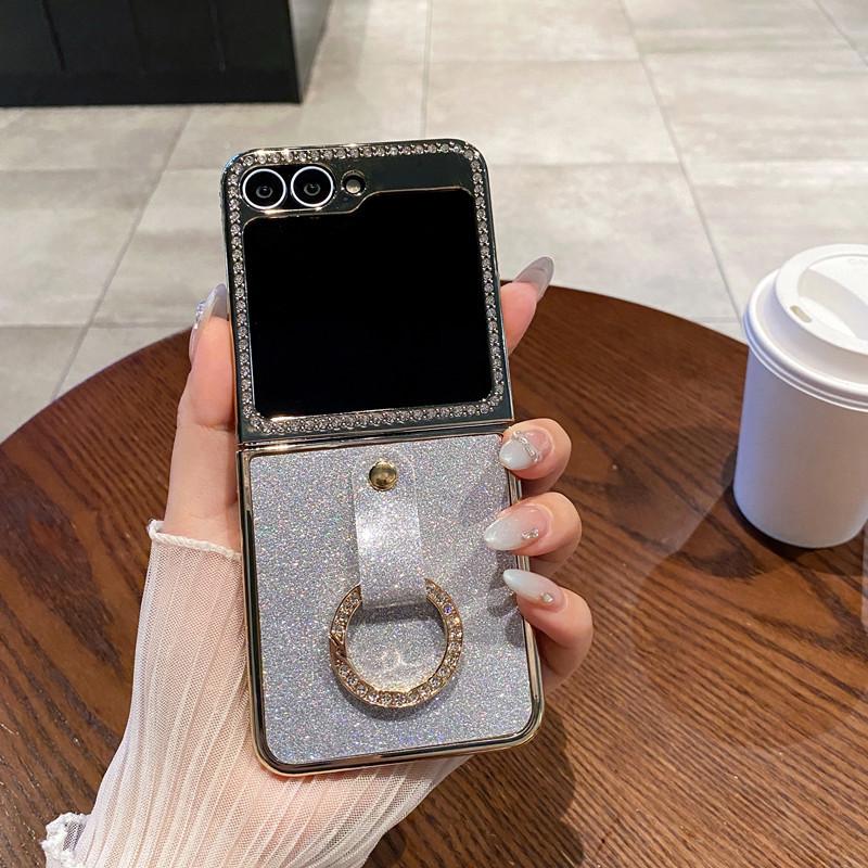 Samsung Galaxy Z Flip 7 Glitzer Galvanisiert Strassstein Hülle Kompatibel mit Z Flip 6