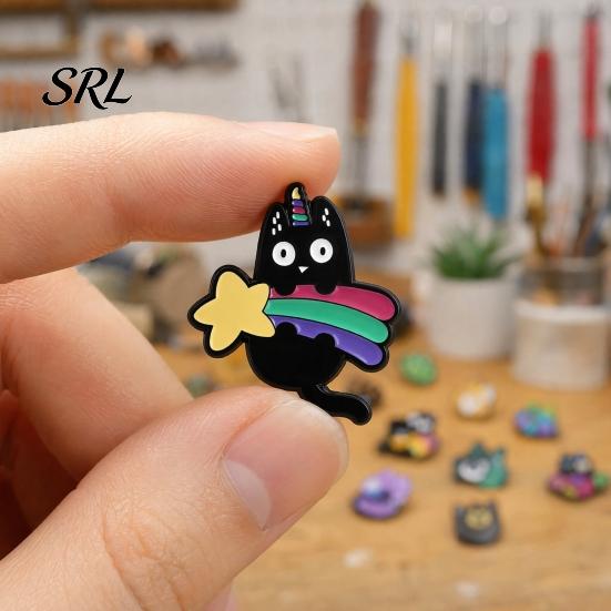 Sophisticated Brooch Accessory Black Cat Themed Brooch, Anti-Rust Lightweight Lapel Pin, Cartoon Wear-resistant Accessories for Clothing Bag
