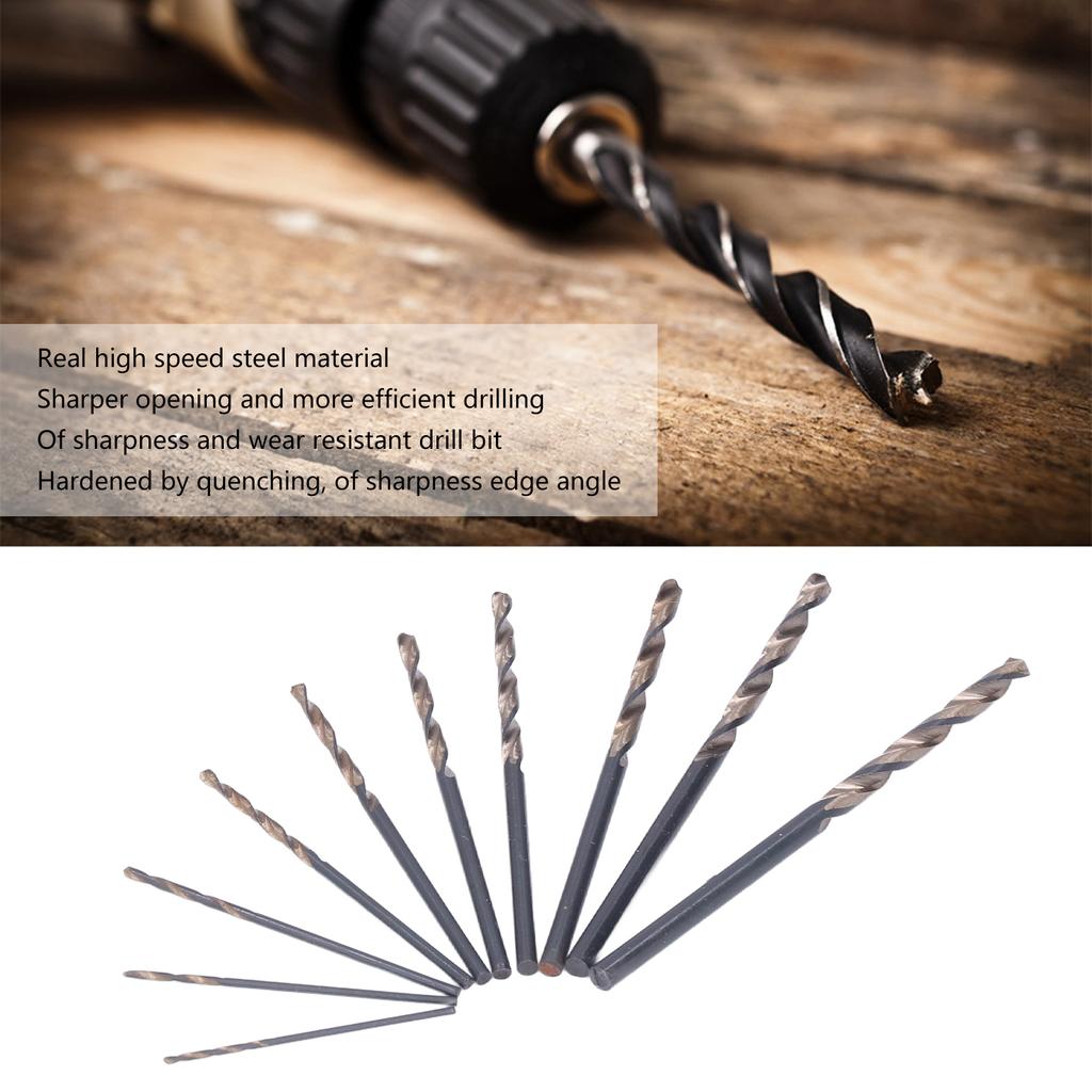 0.8-3.0mm HSS Drill Bit Set High Speed Steel Portable Drilling Carving Hole Punching for Walnut Beeswax Wood Hardened Metal Stainless Steel